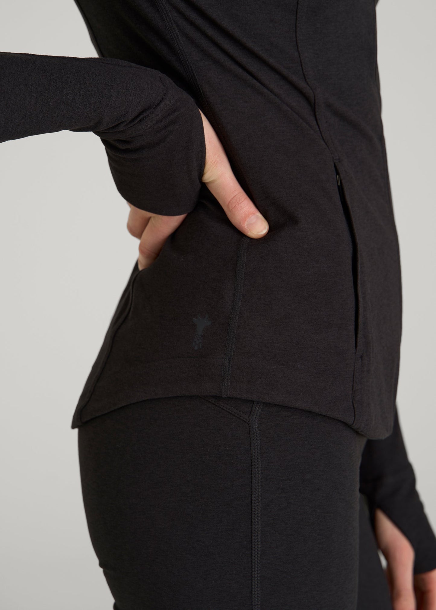 American Tall Women Ultra Soft Athletic Zip Up Jacket for Tall Women in Black Mix