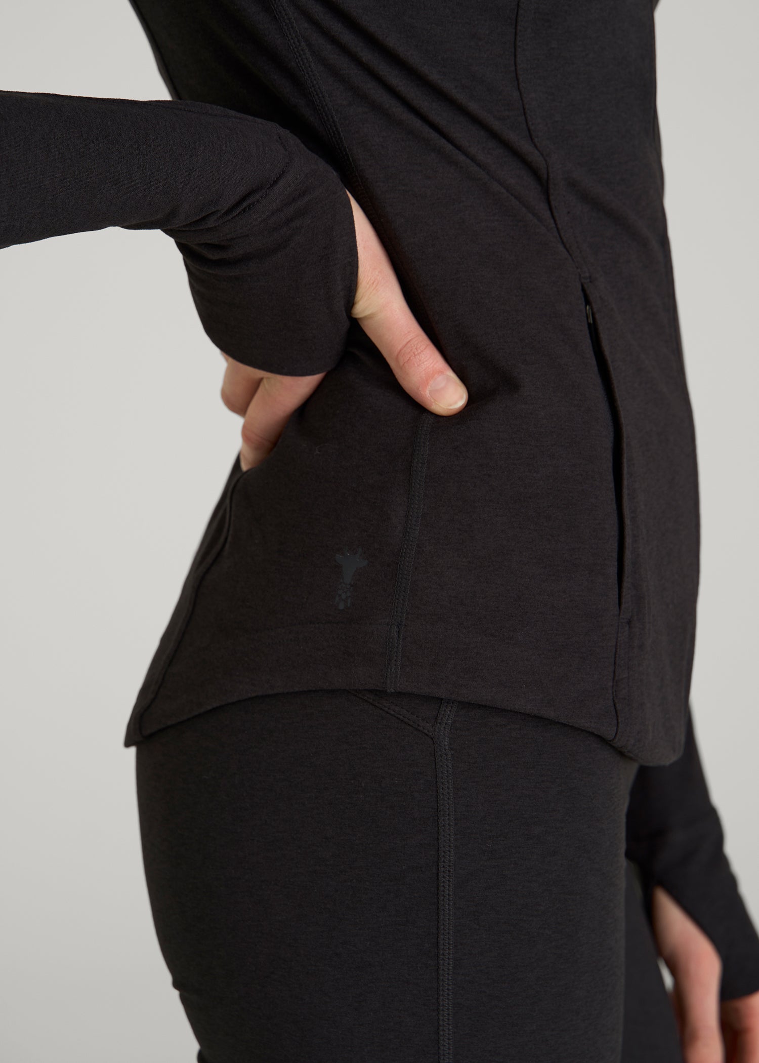 American Tall Women Ultra Soft Athletic Zip Up Jacket for Tall Women in Black Mix