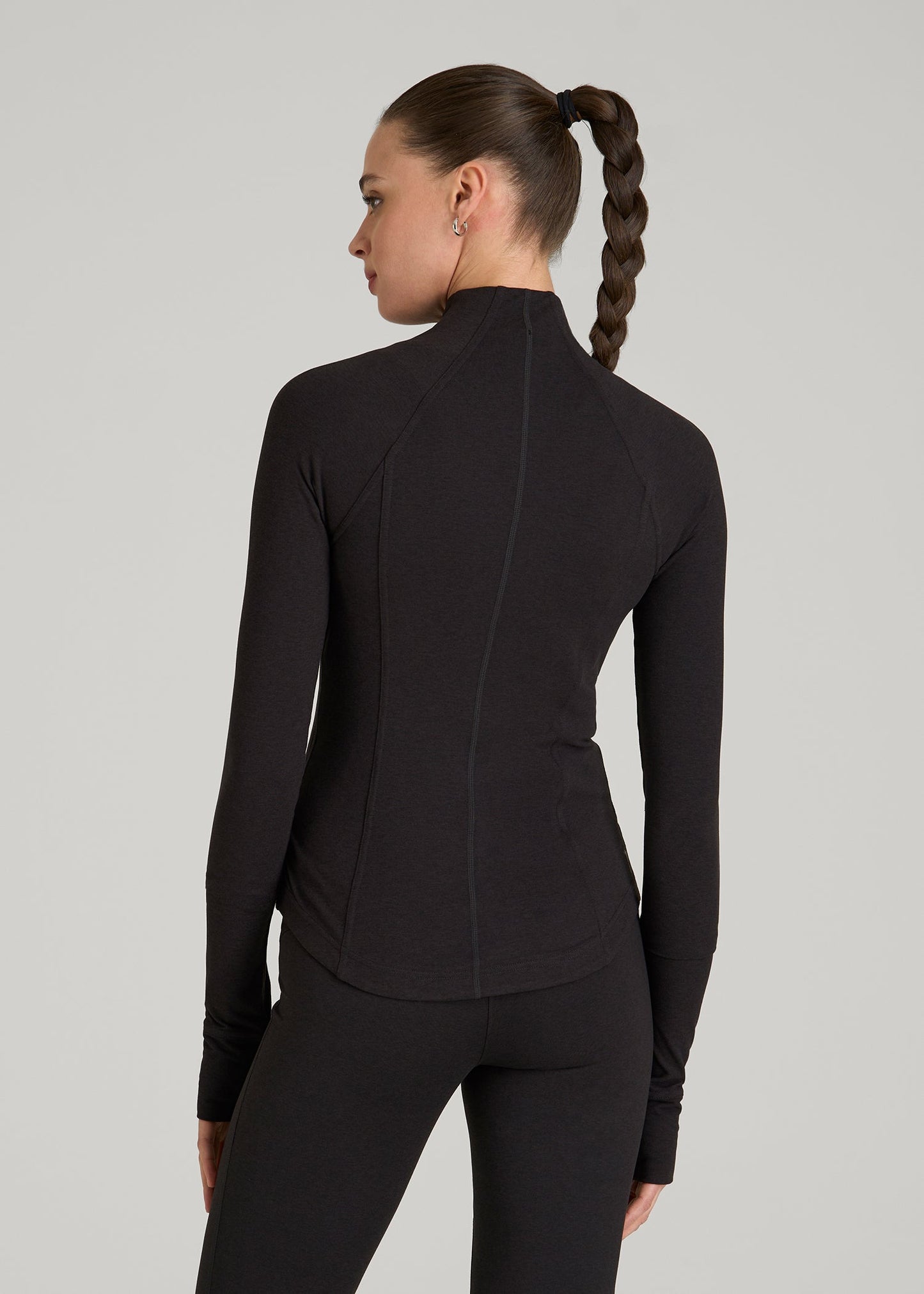 American Tall Women Ultra Soft Athletic Zip Up Jacket for Tall Women in Black Mix