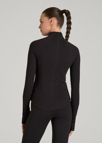 American Tall Women Ultra Soft Athletic Zip Up Jacket for Tall Women in Black Mix