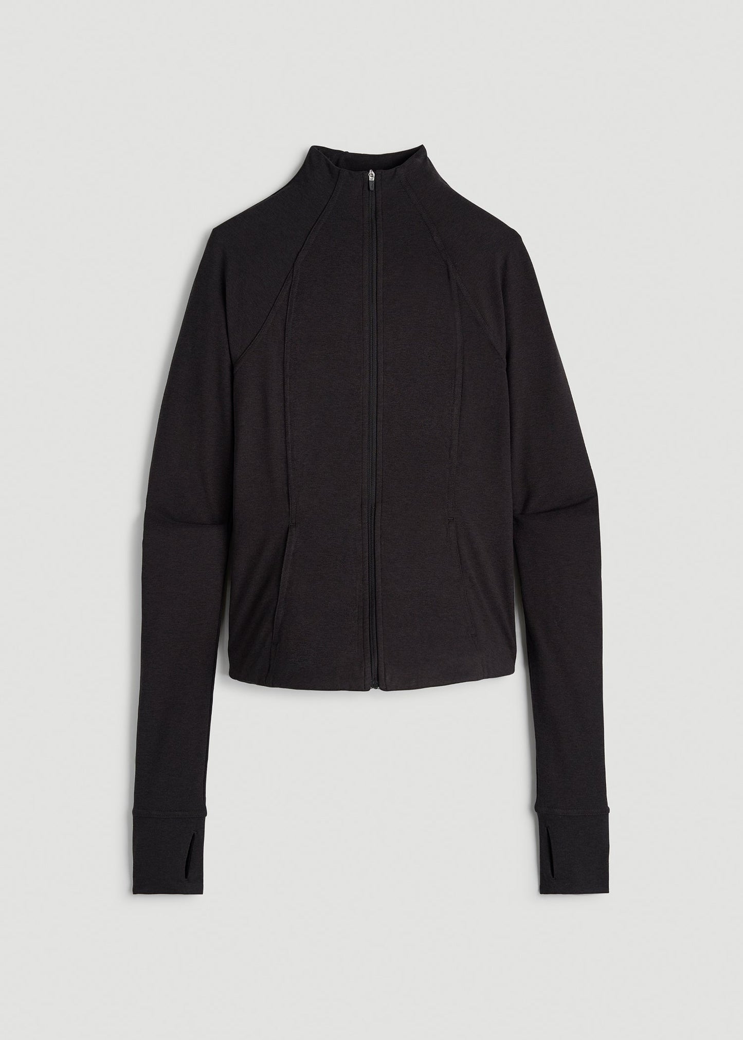 American Tall Women Ultra Soft Athletic Zip Up Jacket for Tall Women in Black Mix