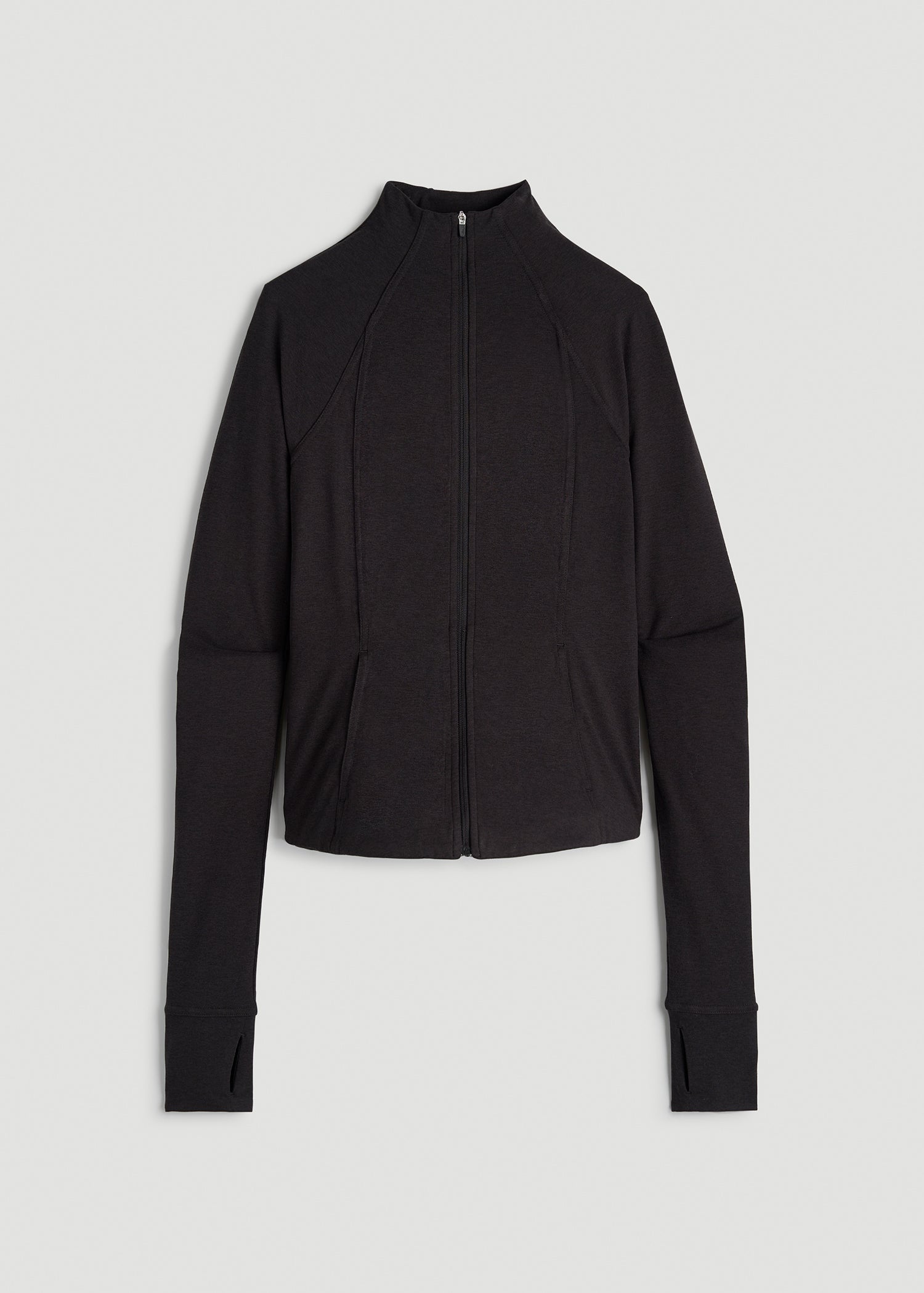 American Tall Women Ultra Soft Athletic Zip Up Jacket for Tall Women in Black Mix