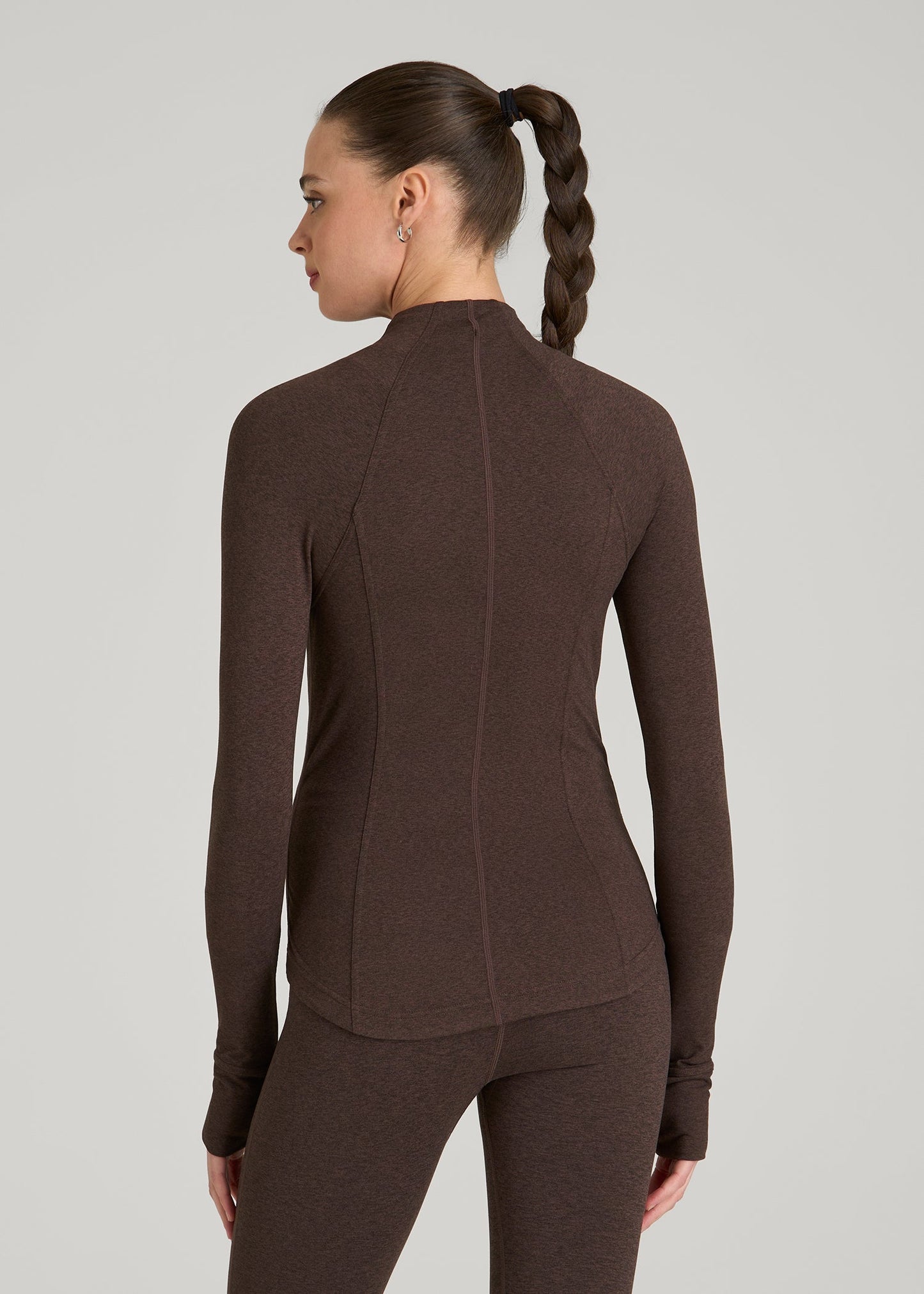 American Tall Women Ultra Soft Athletic Zip Up Jacket for Tall Women in Espresso Mix