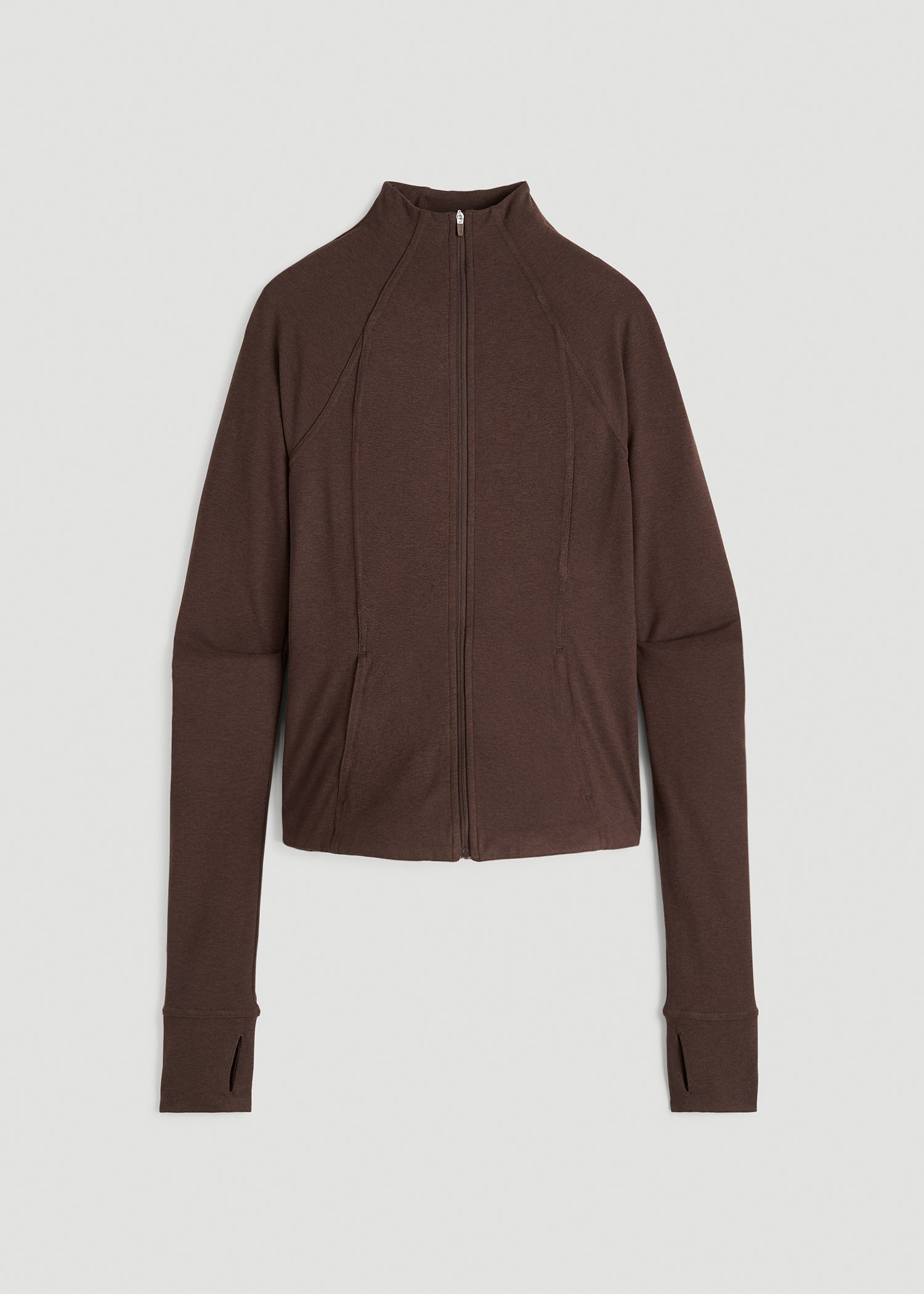 American Tall Women Ultra Soft Athletic Zip Up Jacket for Tall Women in Espresso Mix