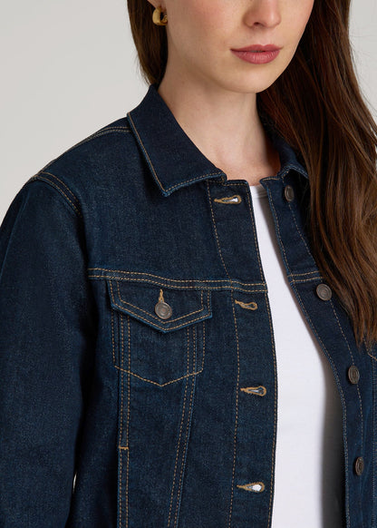 American Tall Women Classic Denim Jacket for Tall Women in Rinse Wash