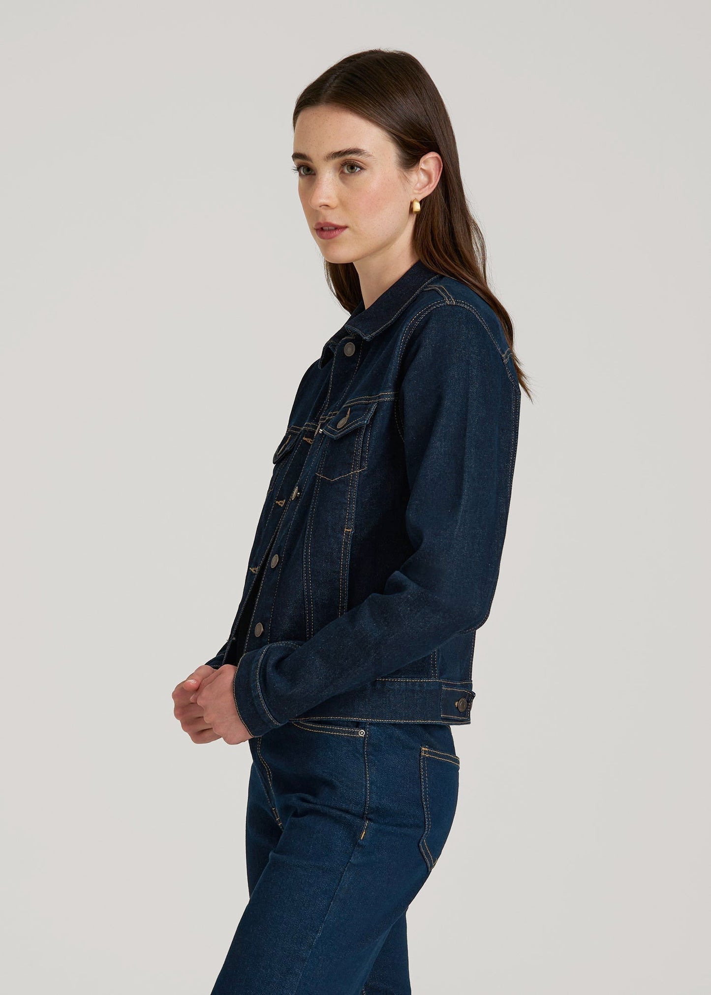 American Tall Women Classic Denim Jacket for Tall Women in Rinse Wash