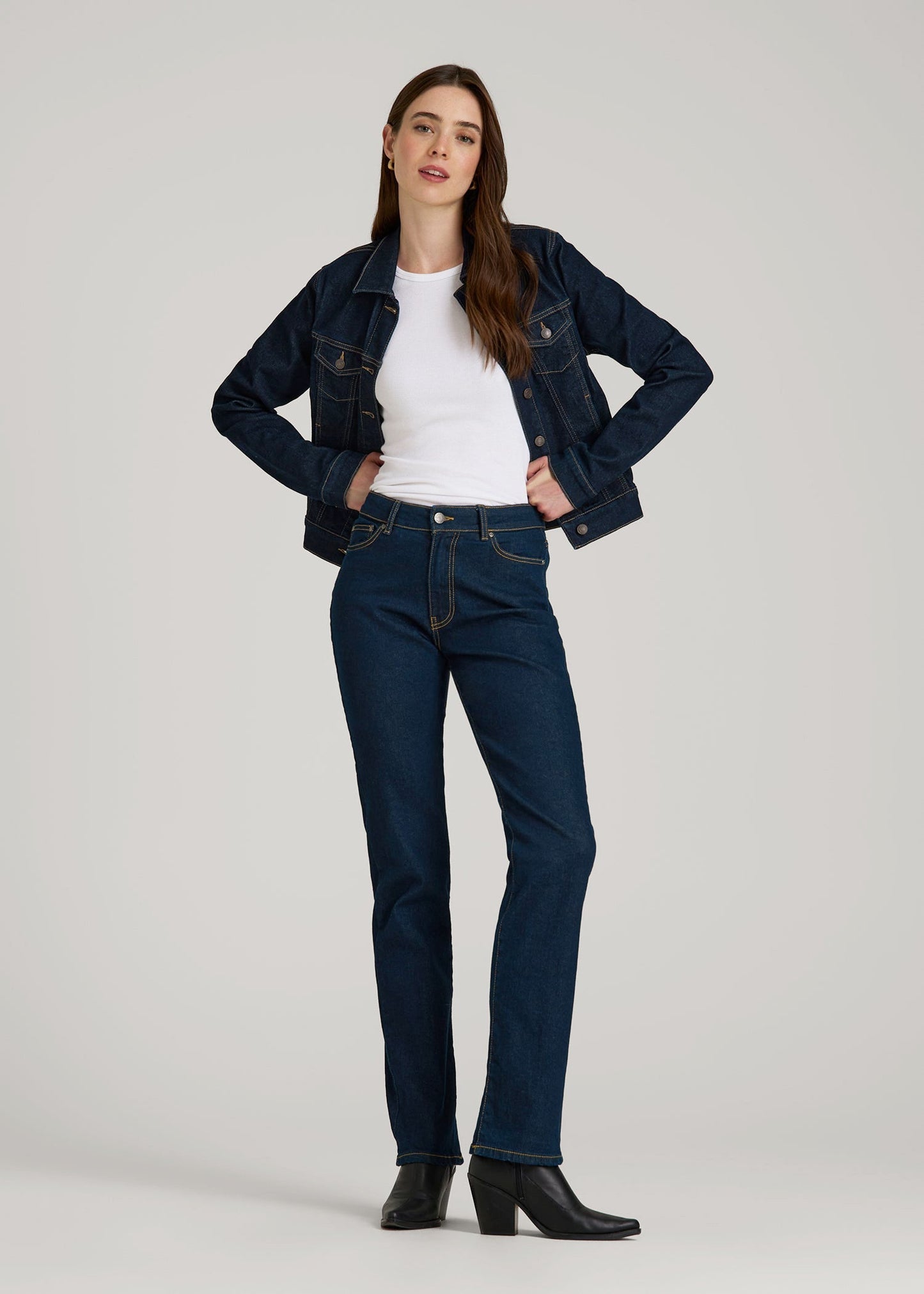 American Tall Women Classic Denim Jacket for Tall Women in Rinse Wash