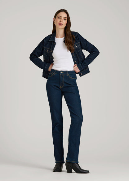 American Tall Women Classic Denim Jacket for Tall Women in Rinse Wash