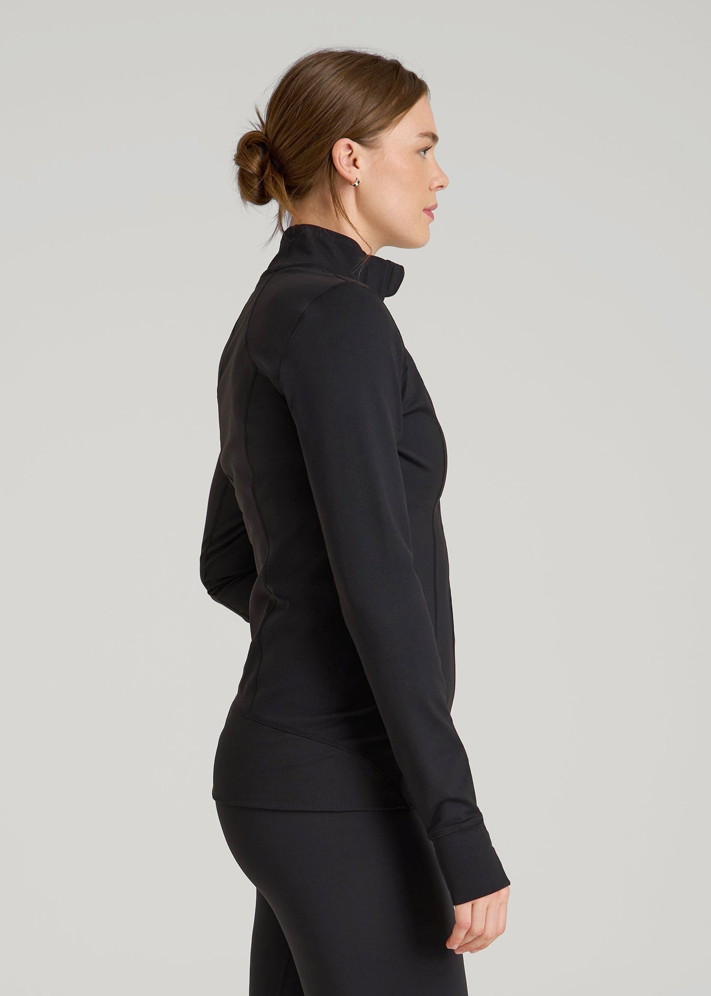 American Tall Women Women's Athletic Zip-Up Jacket for Tall Women in Black