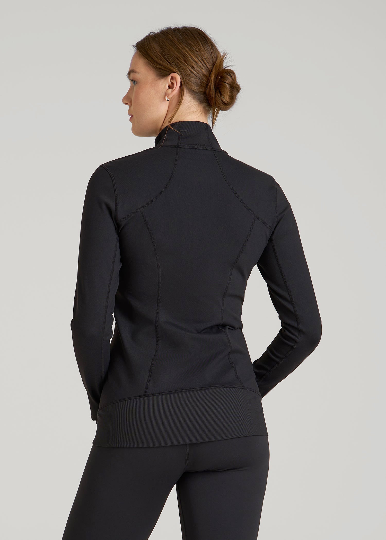 American Tall Women Women's Athletic Zip-Up Jacket for Tall Women in Black