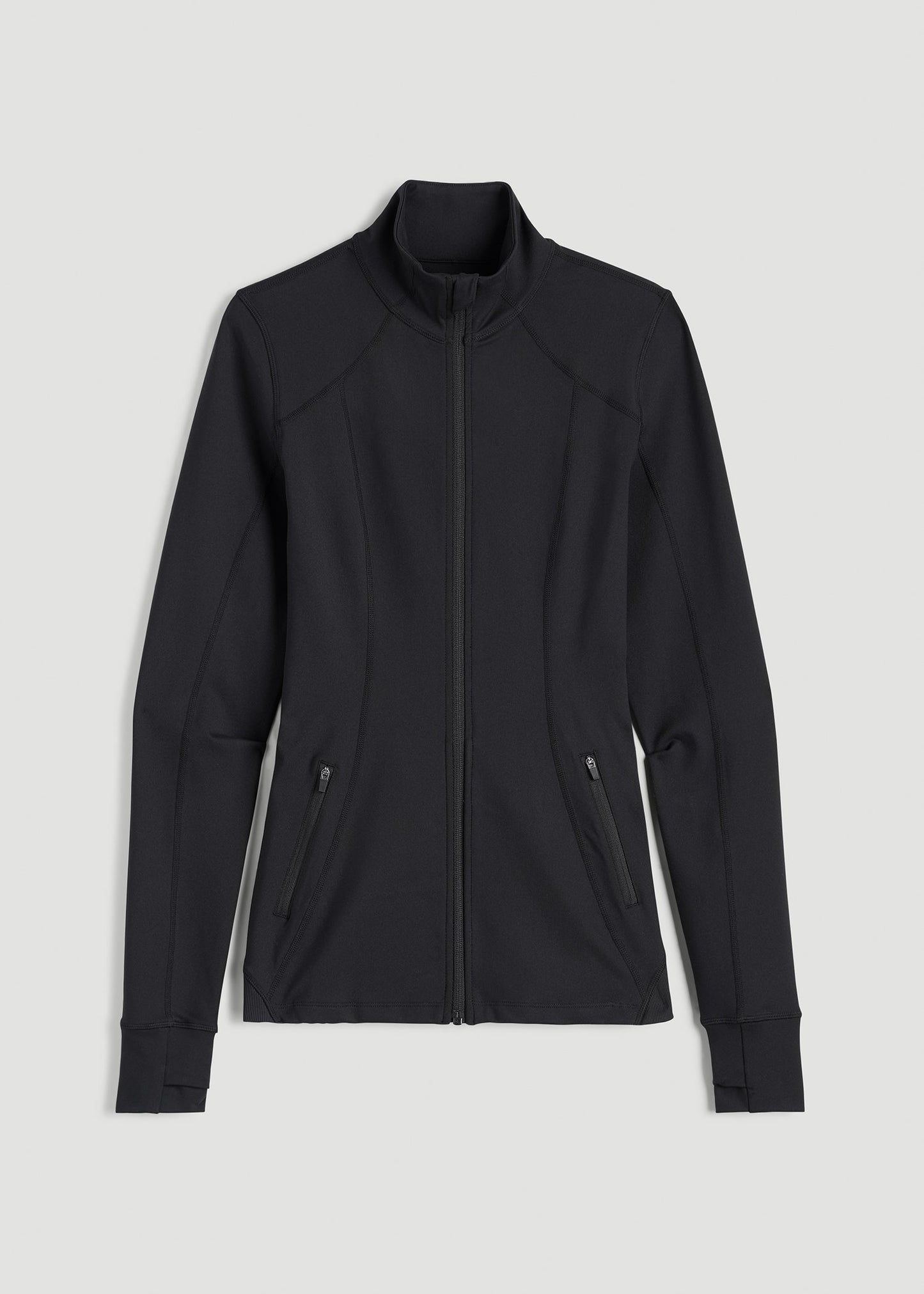American Tall Women Women's Athletic Zip-Up Jacket for Tall Women in Black