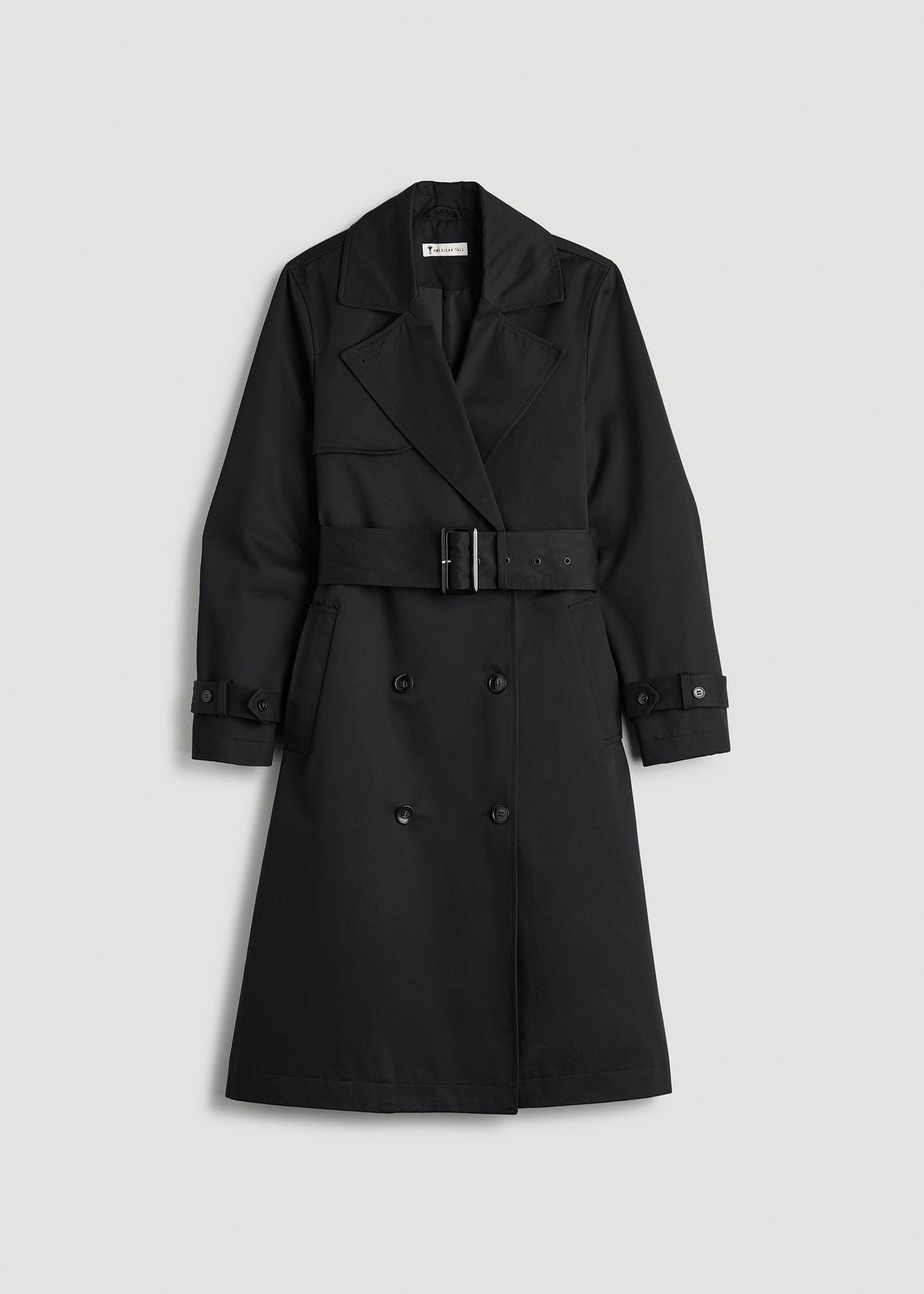 American Tall Women Relaxed Trench Coat for Tall Women in Black