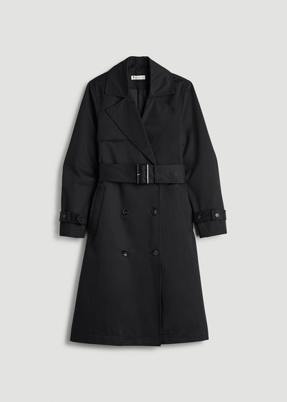 American Tall Women Relaxed Trench Coat for Tall Women in Black