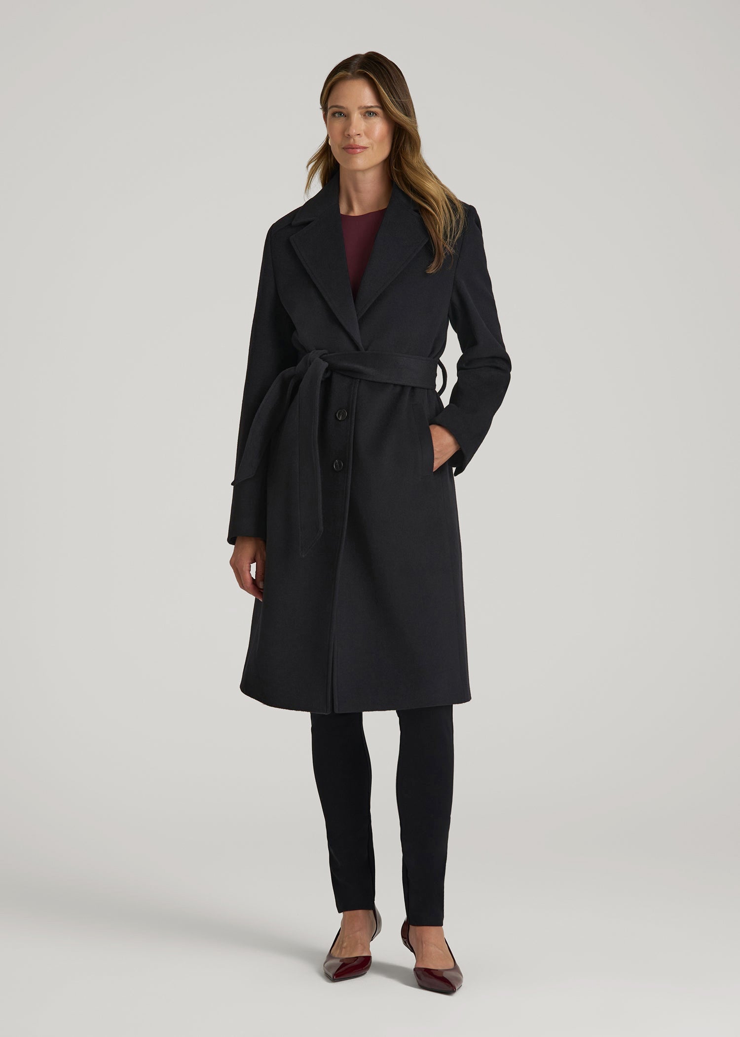 American Tall Women Wool Coat for Tall Women in Black
