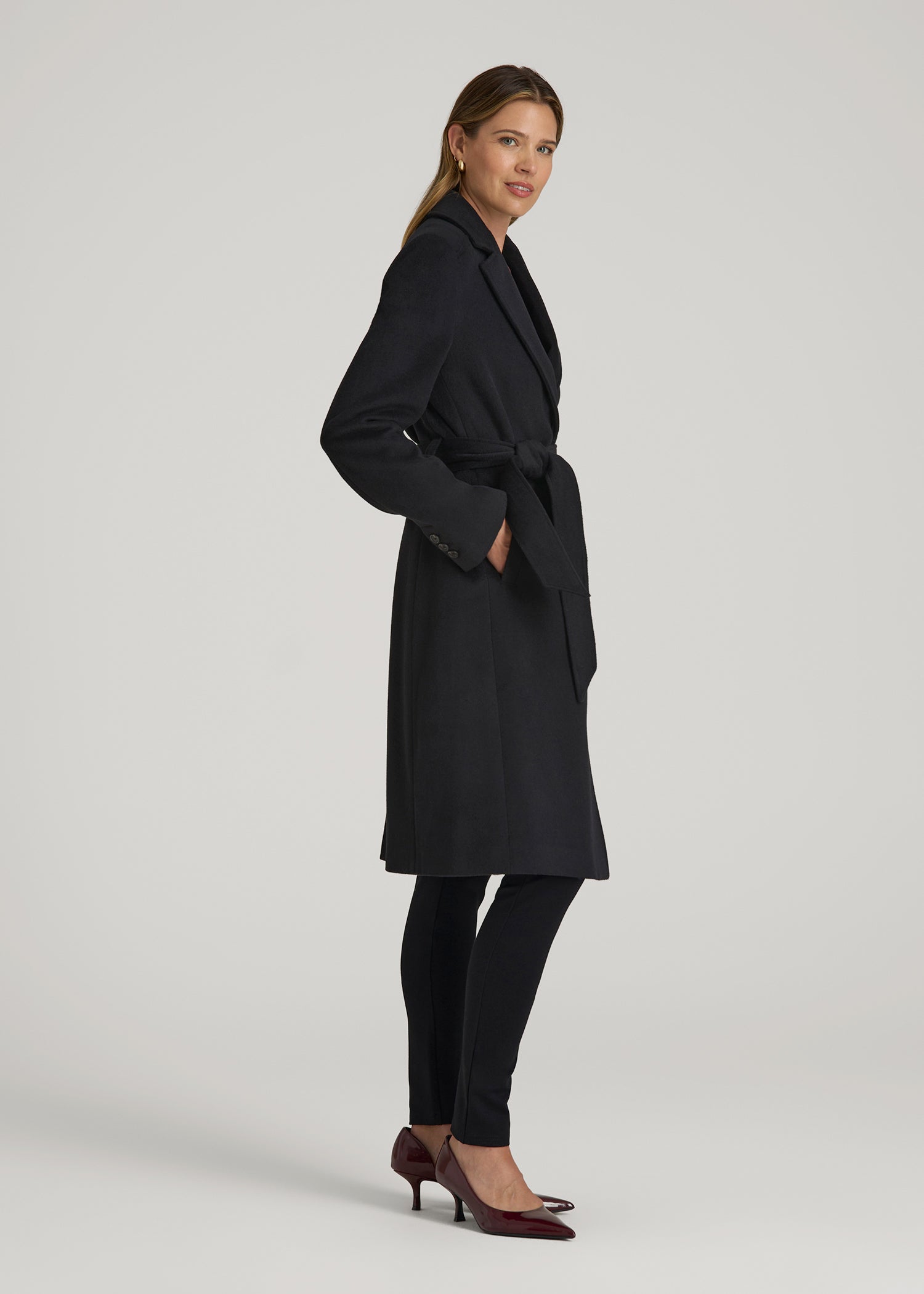 American Tall Women Wool Coat for Tall Women in Black
