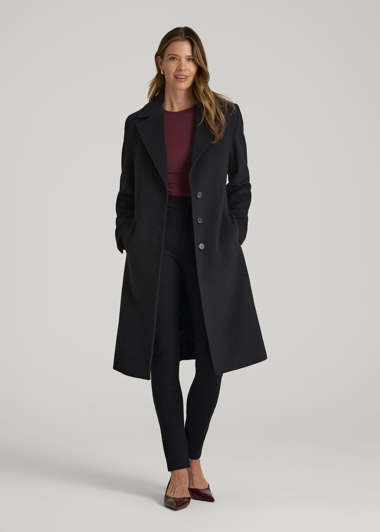 American Tall Women Wool Coat for Tall Women in Black