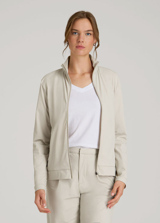 American Tall Women Front Zip Commuter Jacket for Tall Women in Stone