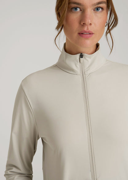American Tall Women Front Zip Commuter Jacket for Tall Women in Stone