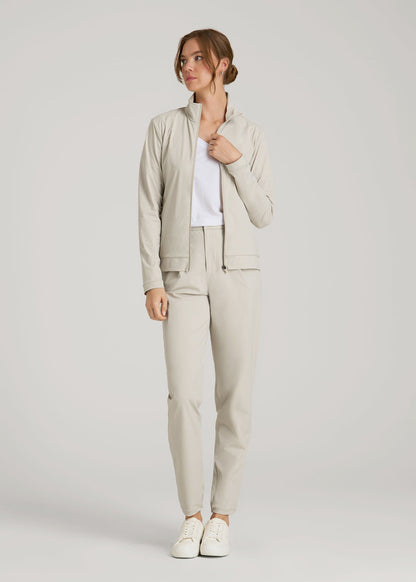 American Tall Women Front Zip Commuter Jacket for Tall Women in Stone