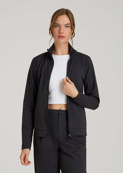 American Tall Women Front Zip Commuter Jacket for Tall Women in Black