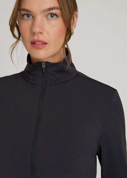 American Tall Women Front Zip Commuter Jacket for Tall Women in Black