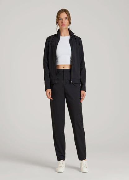 American Tall Women Front Zip Commuter Jacket for Tall Women in Black