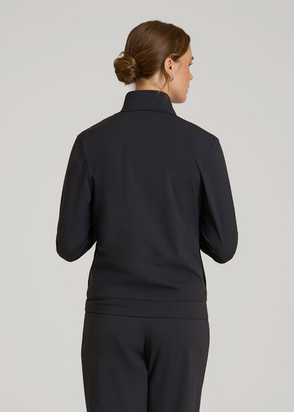 American Tall Women Front Zip Commuter Jacket for Tall Women in Black