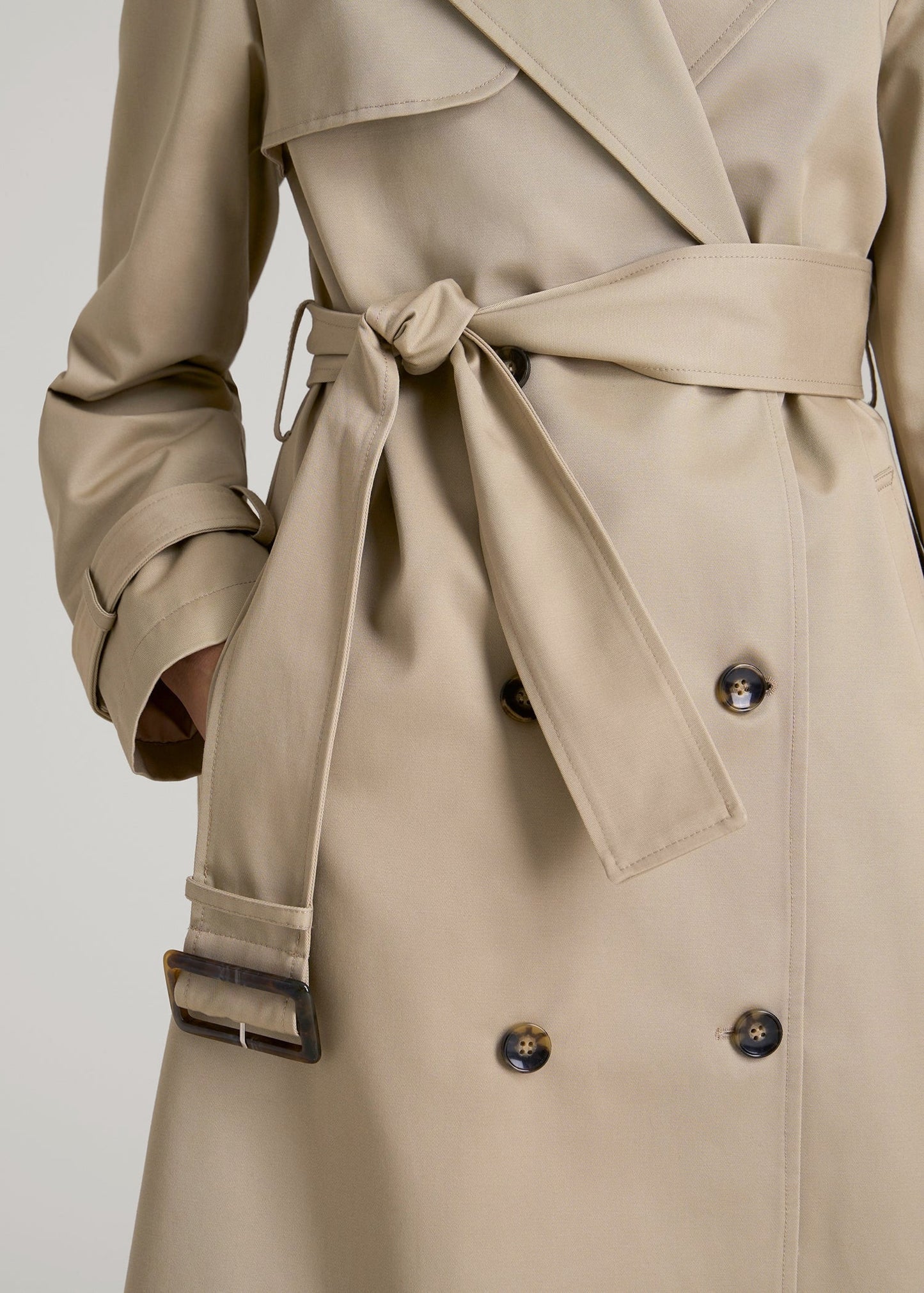 American Tall Women Relaxed Trench Coat for Tall Women in Light Khaki