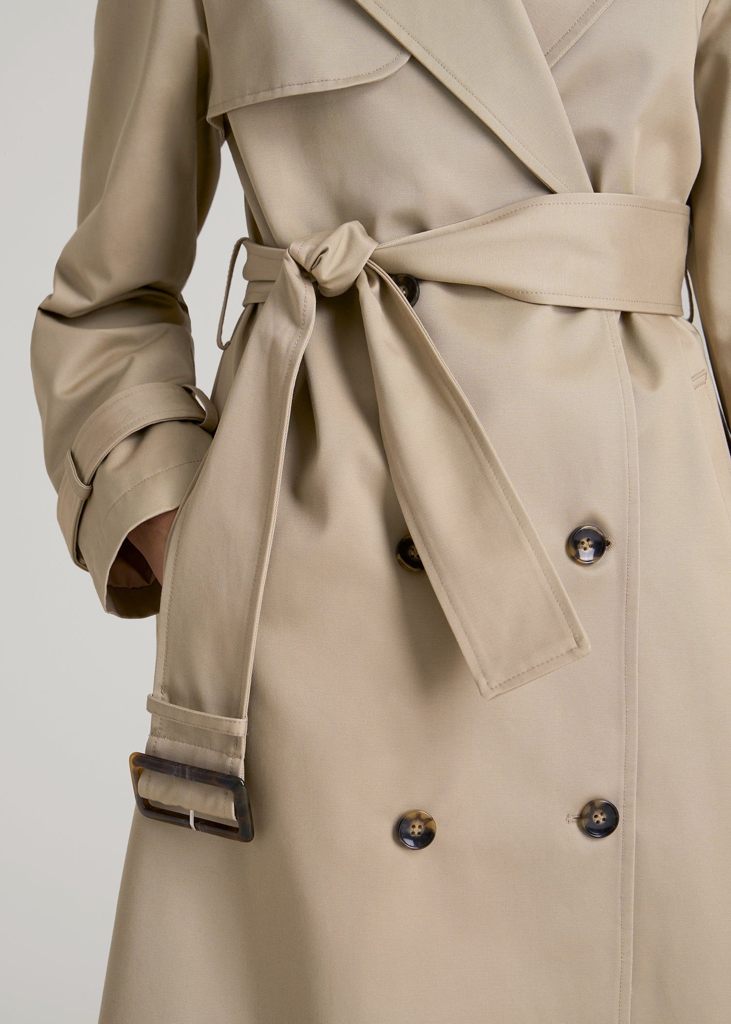 American Tall Women Relaxed Trench Coat for Tall Women in Light Khaki