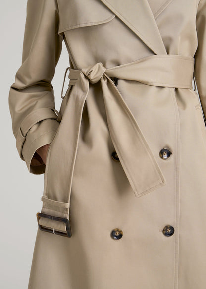 American Tall Women Relaxed Trench Coat for Tall Women in Light Khaki