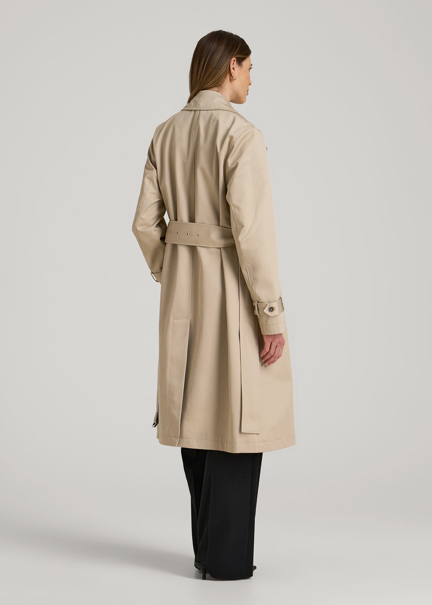 American Tall Women Relaxed Trench Coat for Tall Women in Light Khaki