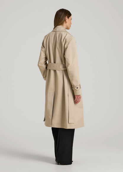 American Tall Women Relaxed Trench Coat for Tall Women in Light Khaki