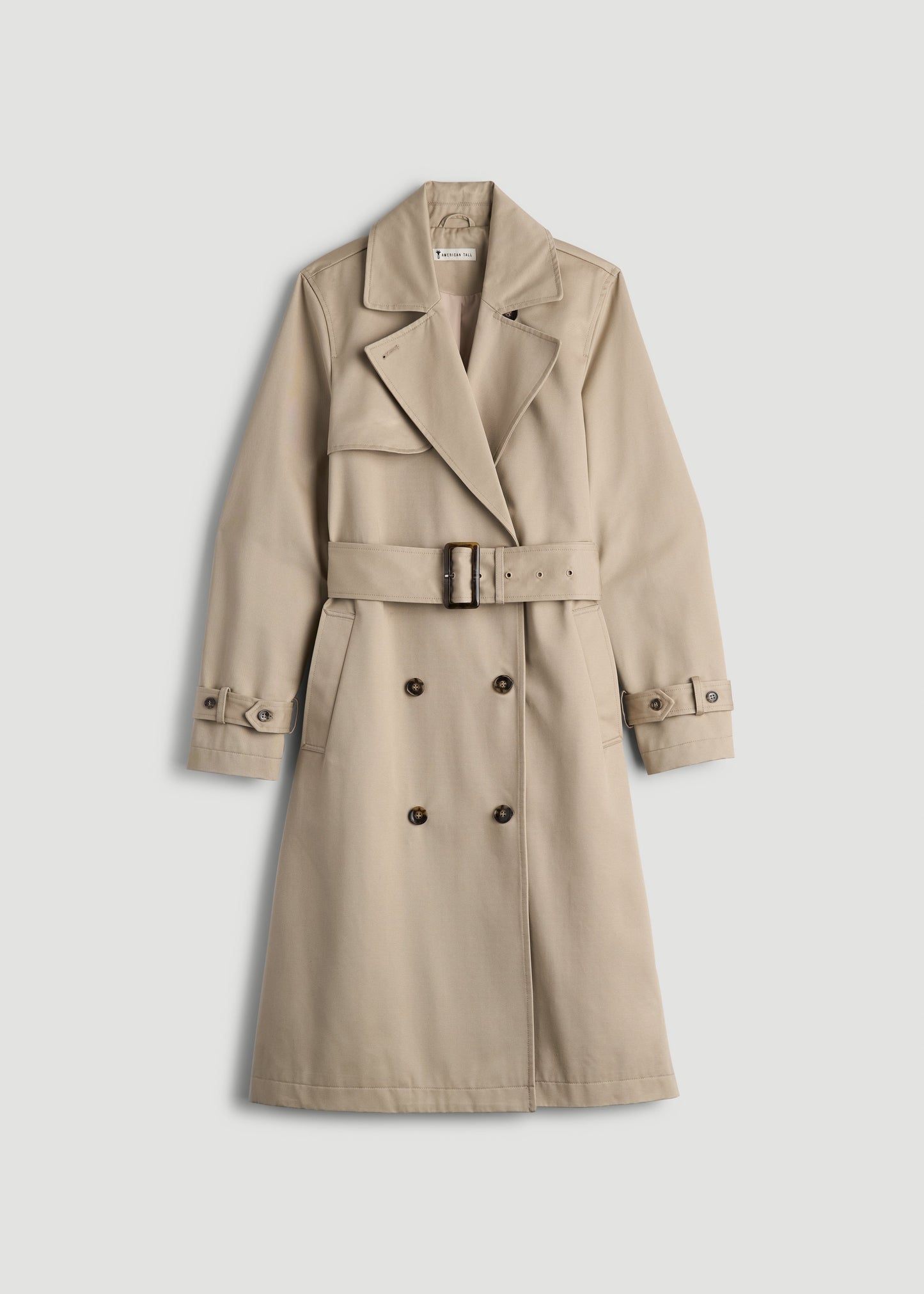 American Tall Women Relaxed Trench Coat for Tall Women in Light Khaki