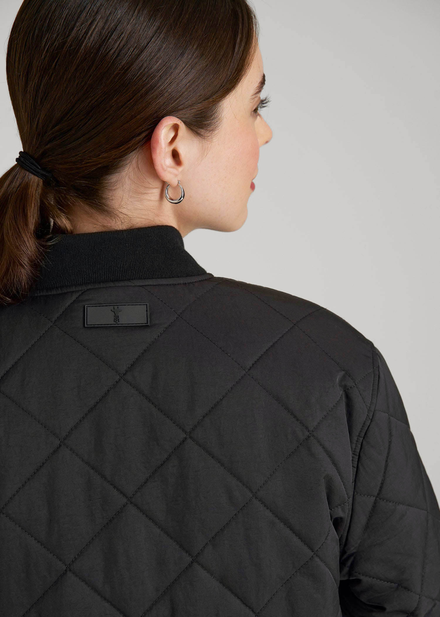 American Tall Women Quilted Jacket for Tall Women in Black
