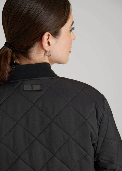 American Tall Women Quilted Jacket for Tall Women in Black