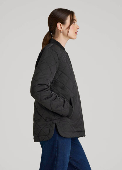 American Tall Women Quilted Jacket for Tall Women in Black