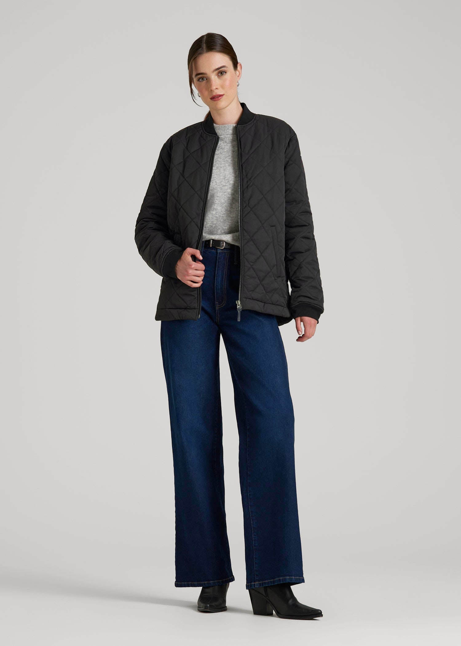 American Tall Women Quilted Jacket for Tall Women in Black