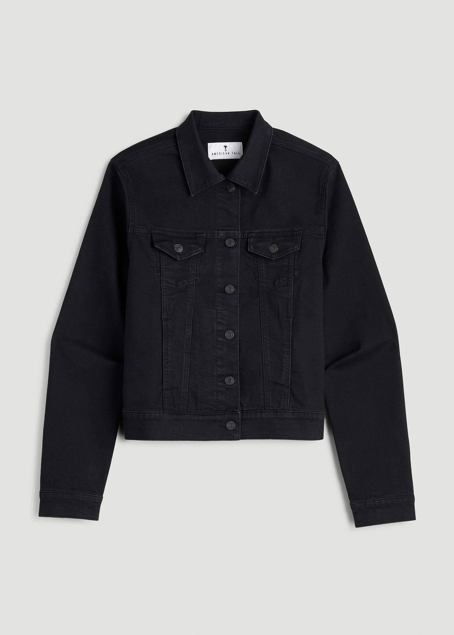 American Tall Women Classic Denim Jacket for Tall Women in Black