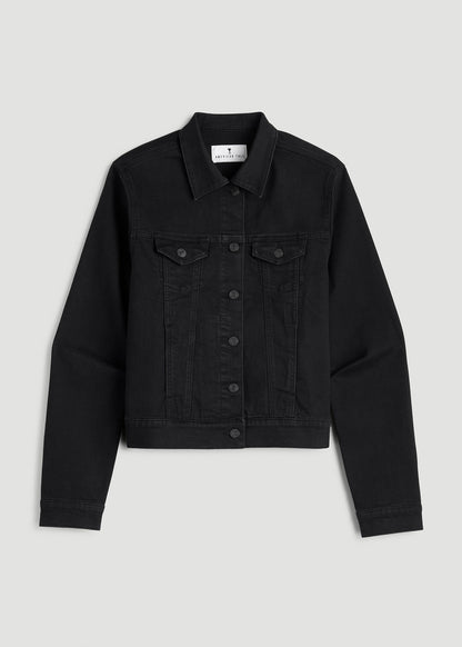 American Tall Women Classic Denim Jacket for Tall Women in Black