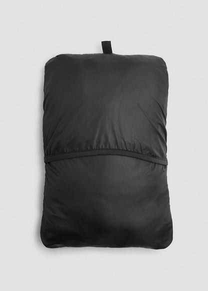 American Tall Women|Men Packable Short Puffer Jacket for Tall Women in Glossy Black