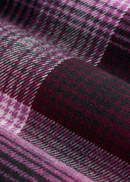 American Tall Women Flannel Shacket for Tall Women in Tawny Port Plaid