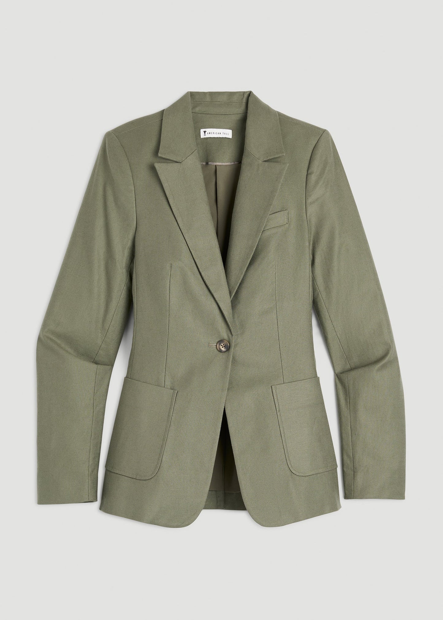 American Tall Women Slim Fit Linen Blend Blazer for Tall Women in Olive
