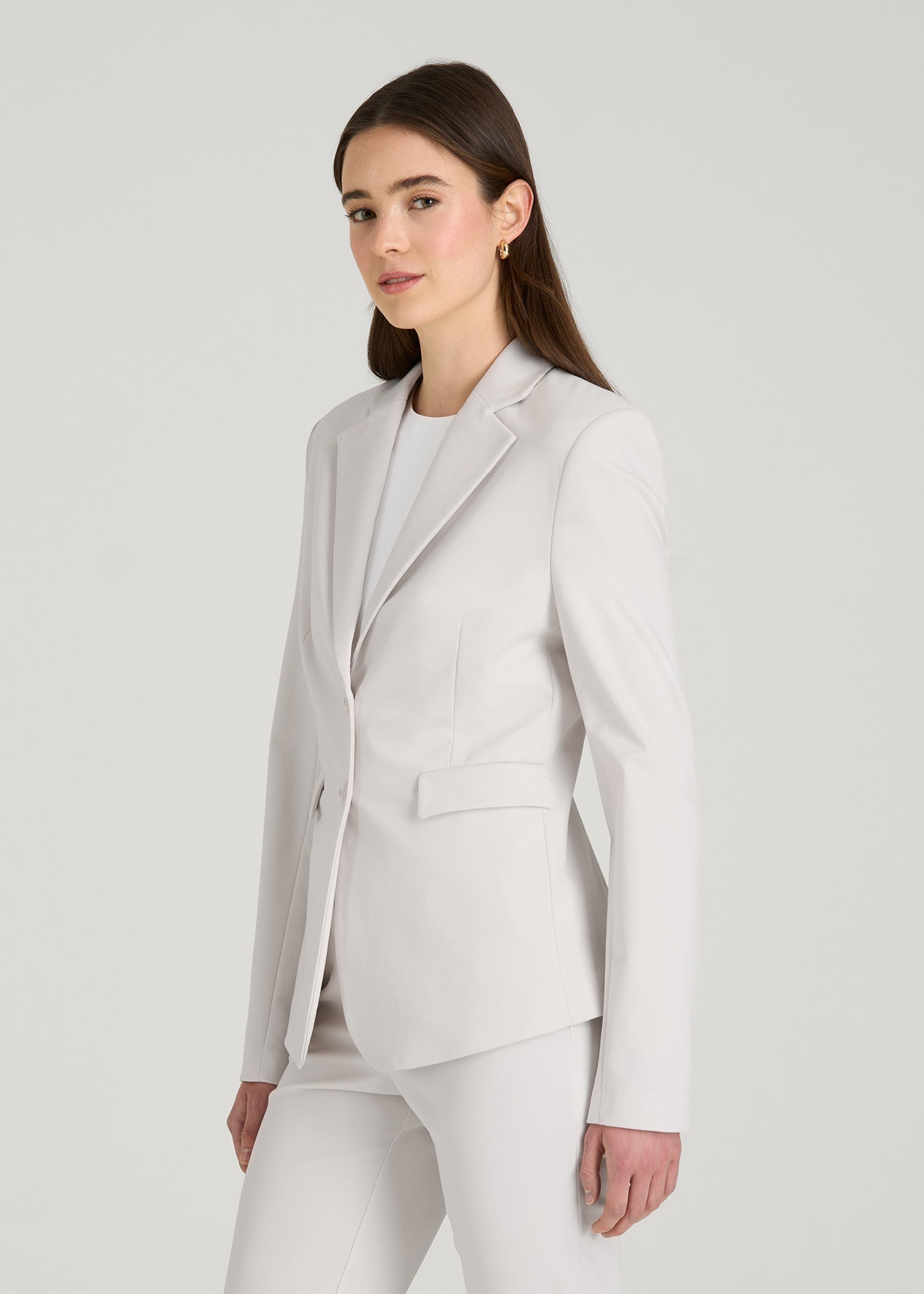 American Tall Women Freedom Flex Two-Button Slim-Fit Blazer for Tall Women in White Sand