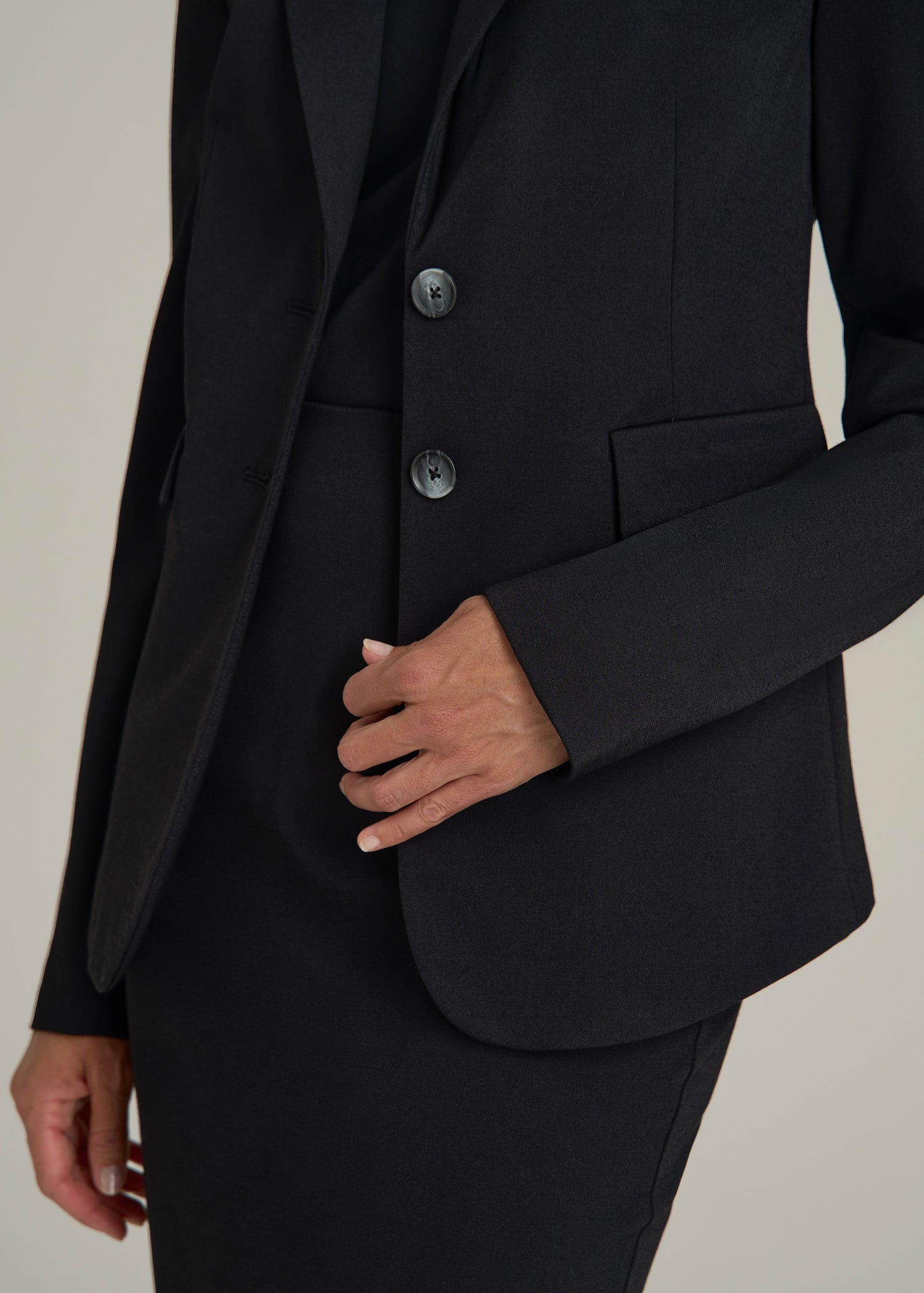 American Tall Women Freedom Flex Two-Button Slim-Fit Blazer for Tall Women in Black
