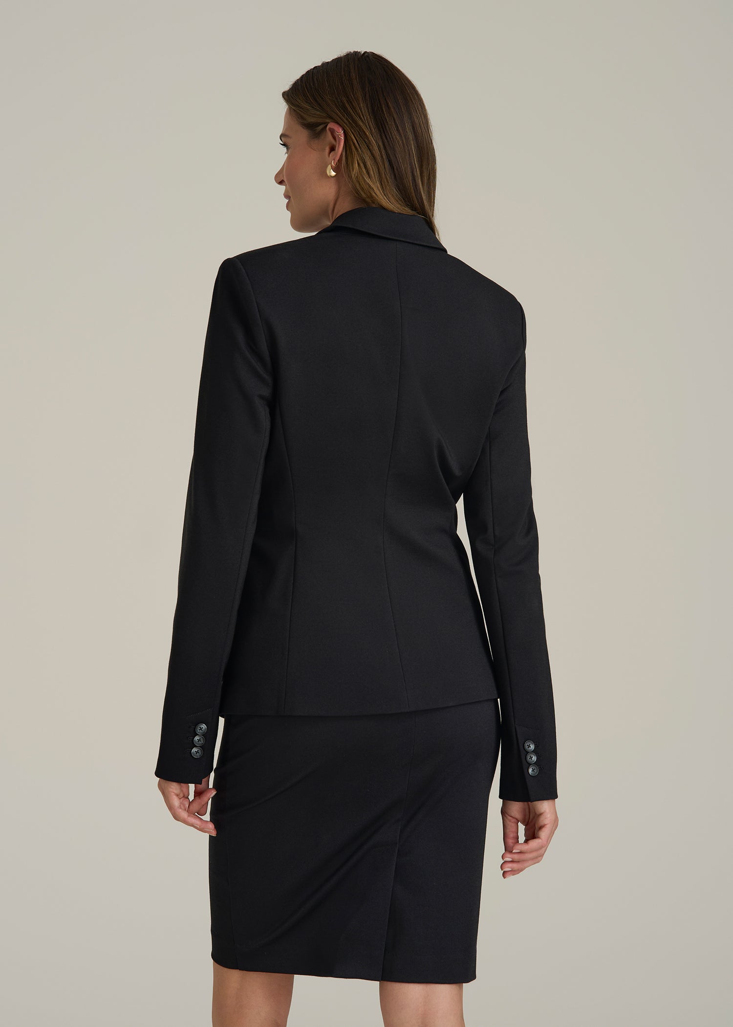American Tall Women Freedom Flex Two-Button Slim-Fit Blazer for Tall Women in Black