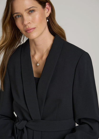 American Tall Women Crepe Wrap Blazer for Tall Women in Black