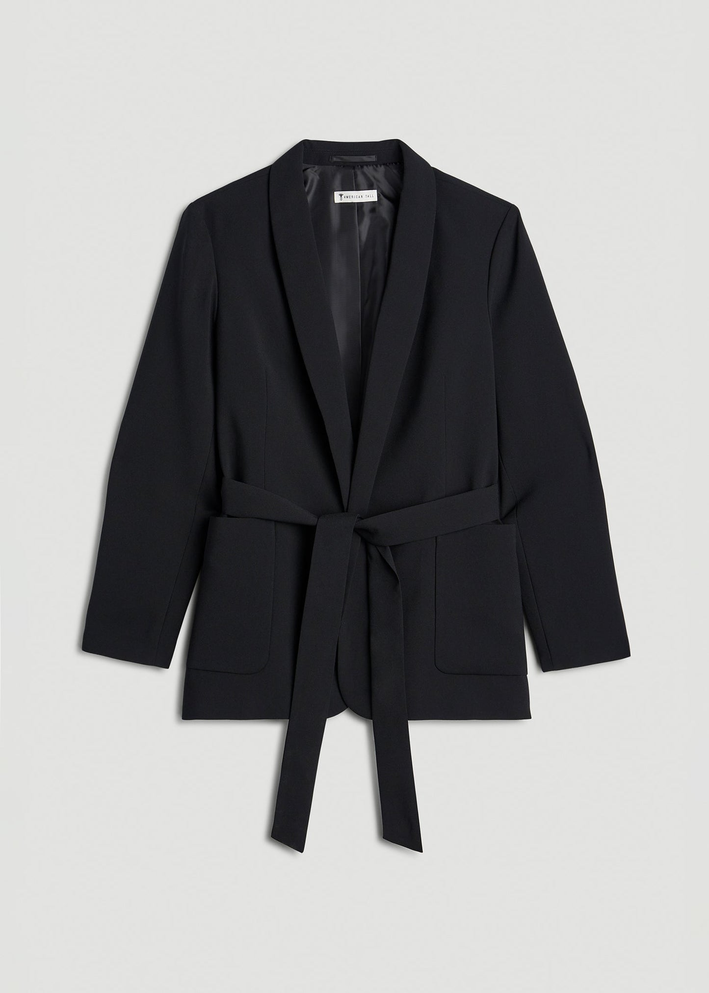 American Tall Women Crepe Wrap Blazer for Tall Women in Black