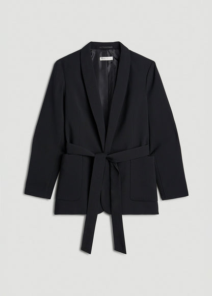 American Tall Women Crepe Wrap Blazer for Tall Women in Black