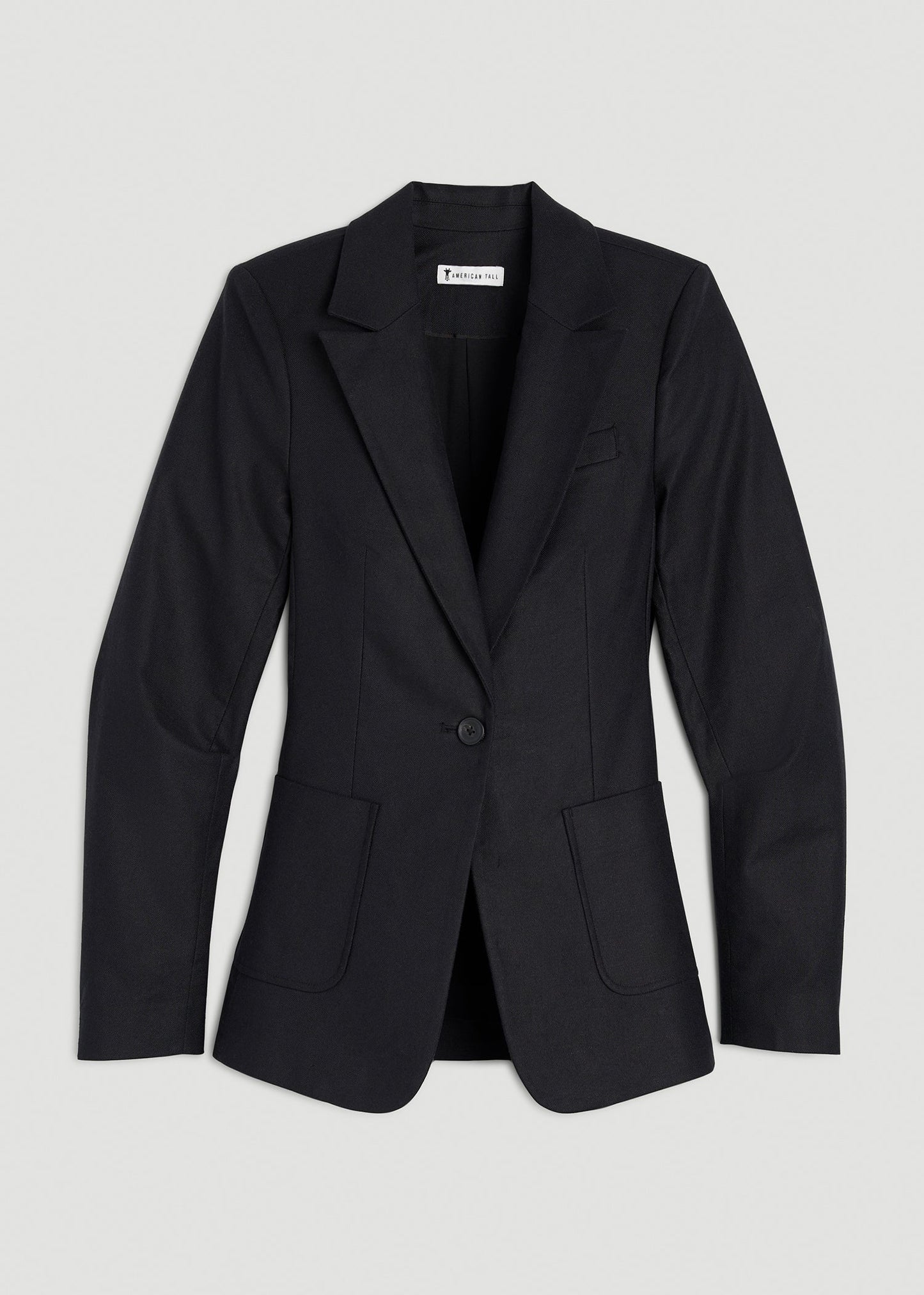 American Tall Women Slim Fit Linen Blend Blazer for Tall Women in Black
