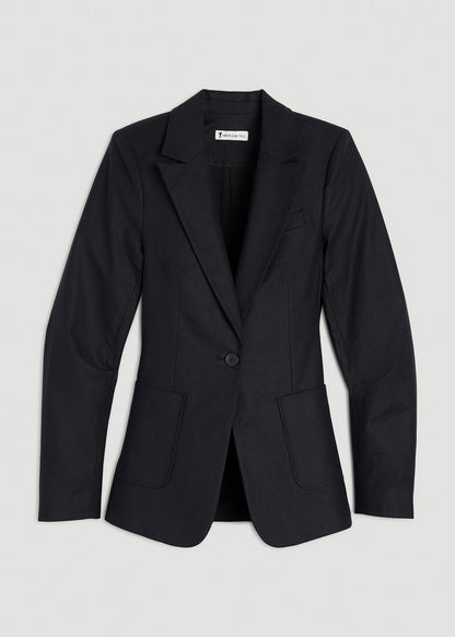 American Tall Women Slim Fit Linen Blend Blazer for Tall Women in Black